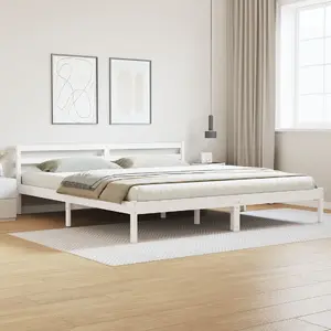 Каркас кровати с изголовьем VidaXL из соснового дерева 180x210 см белый