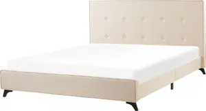 Кровать Beliani AMBASSADOR обитая 160 x 200 см бежевого цвета