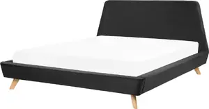Кровать Beliani VIENNE 180 x 200 см черная велюровая обивка