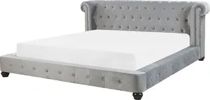 Кровать Beliani CAVAILLON 180 x 200 см серый велюр