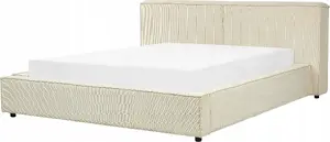 Кровать Beliani LINARDS 160 x 200 см бежевая вельветовая обивка