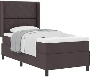Пружинная кровать с матрасом VidaXL 100x200 см коричневая ткань