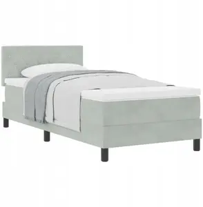 Кровать Box Spring с матрасом VidaXL 3339074 — односпальная, серый бархат