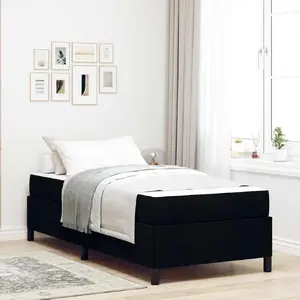 Кровать с пружинным матрасом VidaXL 90 x 200 см черная