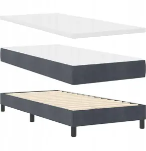 Континентальная кровать с матрасом и подсветкой LED VidaXL 100x200 см тёмно-серый бархат