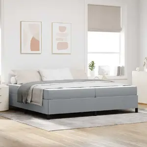 Gulta ar atsperu bloku VidaXL 200 x 200 cm, gaiši pelēka apdare, melns rāmis