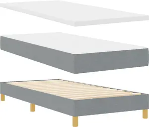 Кровать box spring VidaXL 90 x 200 см светло‑серый тканевый