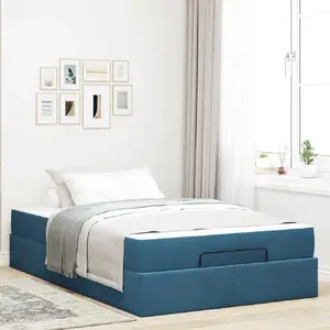Каркас кровати с местом для хранения VidaXL 120 x 200 см Синяя вельвет