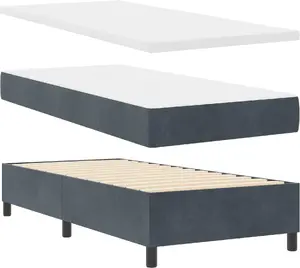 Континентальная кровать VidaXL с матрасом и LED, тёмно‑серый бархат, 100x200 см