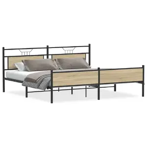 Каркас кровати VidaXL 3325128, дубовый оттенок, 207 x 207 см, высота 91,5 см