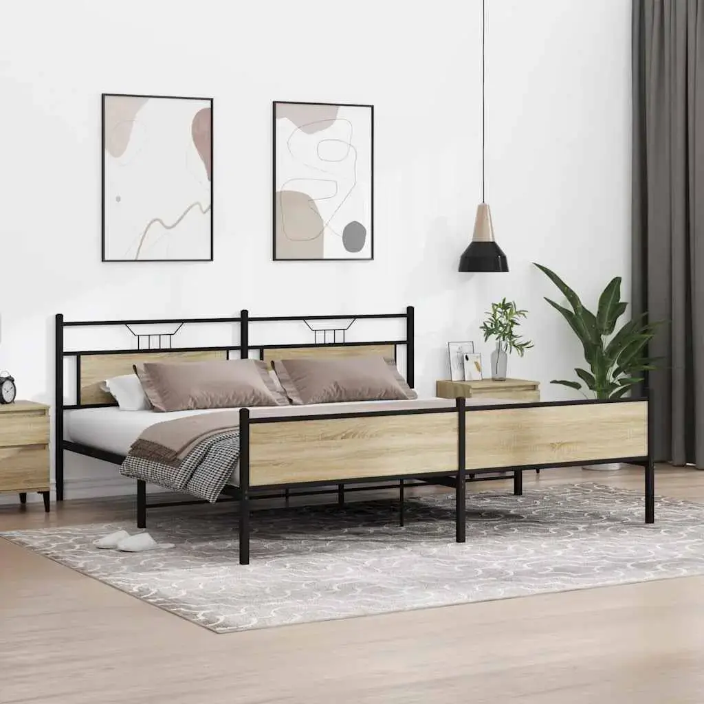 Каркас кровати VidaXL 3325128 дуб 207x207 см Photo 3