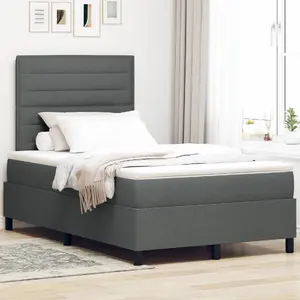 Кровать с пружинным матрасом и подсветкой LED VidaXL 120x200 см тёмно-серый ткань