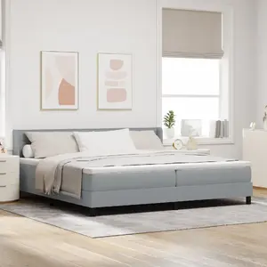Континентальная кровать с матрасом VidaXL 200 x 200 см, светло-серая ткань