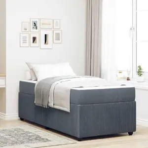 Gultas rāmis ar matraci VidaXL 100 x 200 cm tumši pelēks samts