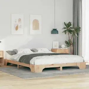 Каркас кровати VidaXL 160 x 220 см коричневый сосна массив