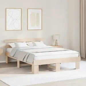 Каркас кровати с изголовьем VidaXL 140x200 см цельная сосновая древесина