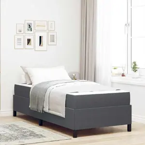 Gultas rāmis VidaXL 100 x 200 cm tumši pelēks korduroja audums