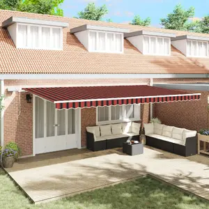 Rokas markīze VidaXL 600x300 cm ar LED, oranži-brūna — izvelkama