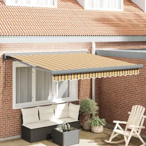 Выдвижная автоматическая маркиза VidaXL 350x250 см — полосатая ткань, с мотором