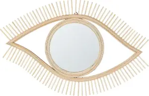Wall mirror Shumee Oko 48 x 79 cm bamboo frame natural finish