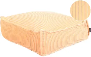 Pouf Beliani ALLOZAI in peach velvet — round upholstered footstool