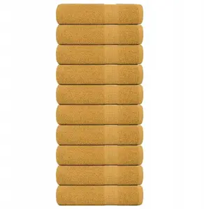 Hand towels VidaXL set of 10 50×100 cm 360 GSM 100% cotton, gold color