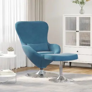 Кресло VidaXL «Яйцо» с пуфом, синий бархат