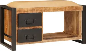 Скамья для хранения VidaXL 80x35x40 см из массива мангового дерева с тканевым сиденьем