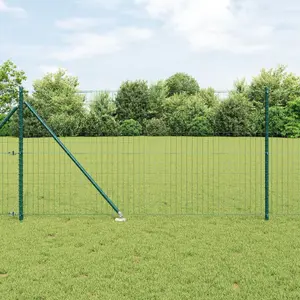 VidaXL galvanized steel Euro mesh fence with 7 spike posts 1 x 10 m, green