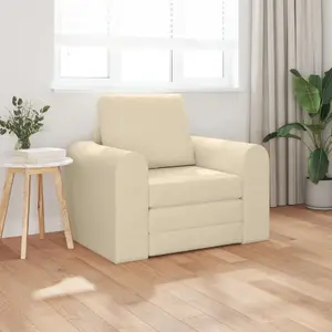 Диван-кровать VidaXL 2 в 1 кремовый тканевый 98x71x83 см