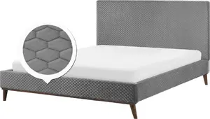 Gulta Beliani BAYONNE 180 x 200 cm ar velūra apdari, pelēka