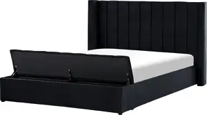Bed with bench Beliani NOYERS 180 x 200 cm velvet black