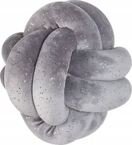 Decorative knot cushion Beliani MALNI 20 x 20 cm gray with glitter, velour