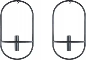 Wall Candle Holder Set 2-piece Beliani CAVIANA metal black