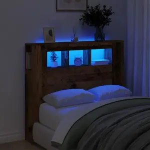 Изголовье кровати с подсветкой LED VidaXL 120 x 18,5 x 103,5 см, старое дерево