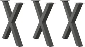 Ножки для обеденного стола VidaXL, комплект 3 шт., сталь антрацит, высота 72–73 см, верх Ø 80 мм