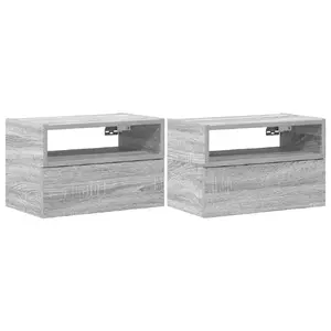 Nightstand bedside table VidaXL 858607, oak finish, 1 drawer, wood, drawer 450×260×150 mm, set of 2