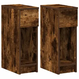 Тумбочка VidaXL 858704 Дуб, деревянная, 1 ящик, 200×360 мм (ящик 195×285×160) набор 2 шт.
