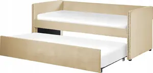 Velūra izvelkamā gulta Beliani TROYES 90 x 200 cm bēša