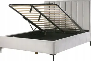 Кровать с ящиком Beliani SEZANNE 160 x 200 см, серый велюр