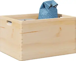 Wooden Storage Box with Handles VidaXL 40×30×23 cm, Solid Pine Wood