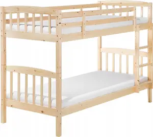 Двухъярусная кровать Beliani REVIN — деревянная 90 x 200 см, светлый цвет