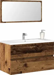 Bathroom cabinet with mirror VidaXL — vintage reclaimed wood finish