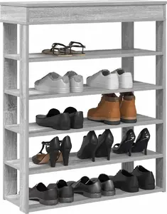 Shoe Rack VidaXL 80x30x98 cm, Sonoma Grey Oak finish, 3-Tier Storage
