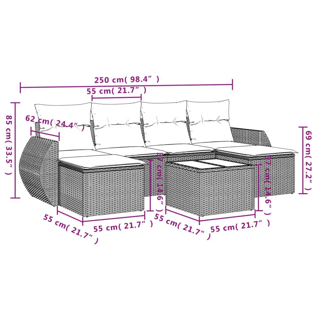 VidaXL уличный комплект мебели 3254070 — 7 шт. Photo 3