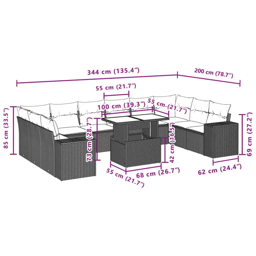 VidaXL 3269413 āra mēbeļu komplekts — 11 gab. Photo 10