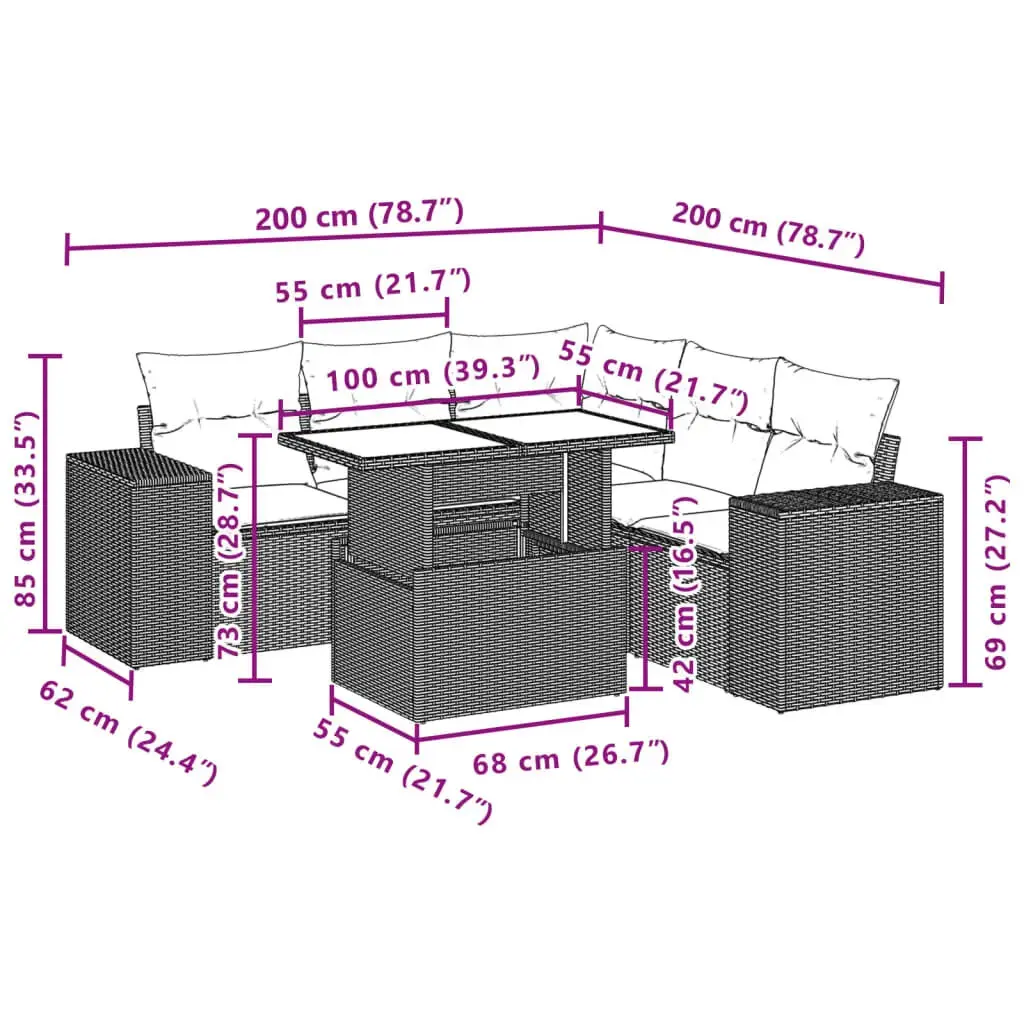 VidaXL 3269163 комплект уличной мебели из 6 предметов Photo 10