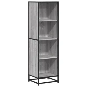 Книжный шкаф VidaXL 849127 — серо-дубовые полки, металлический каркас, 400×350×1390 мм