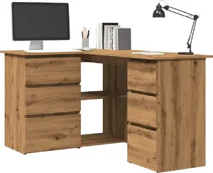 Угловой стол VidaXL, модель 855963, отделка дуб artisan, 145 x 100 x 76 см