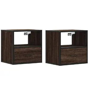 Naktsgaldiņš VidaXL 848743 Ozols, metāls un koks 400×310×395 mm, virsmas slodze 50 kg, komplekts 2 gab.